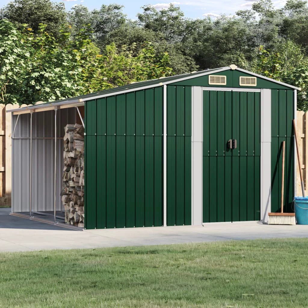 vidaXL vidaXL Garden Shed Green 277x93x179 cm Galvanised Steel - Garden Shed