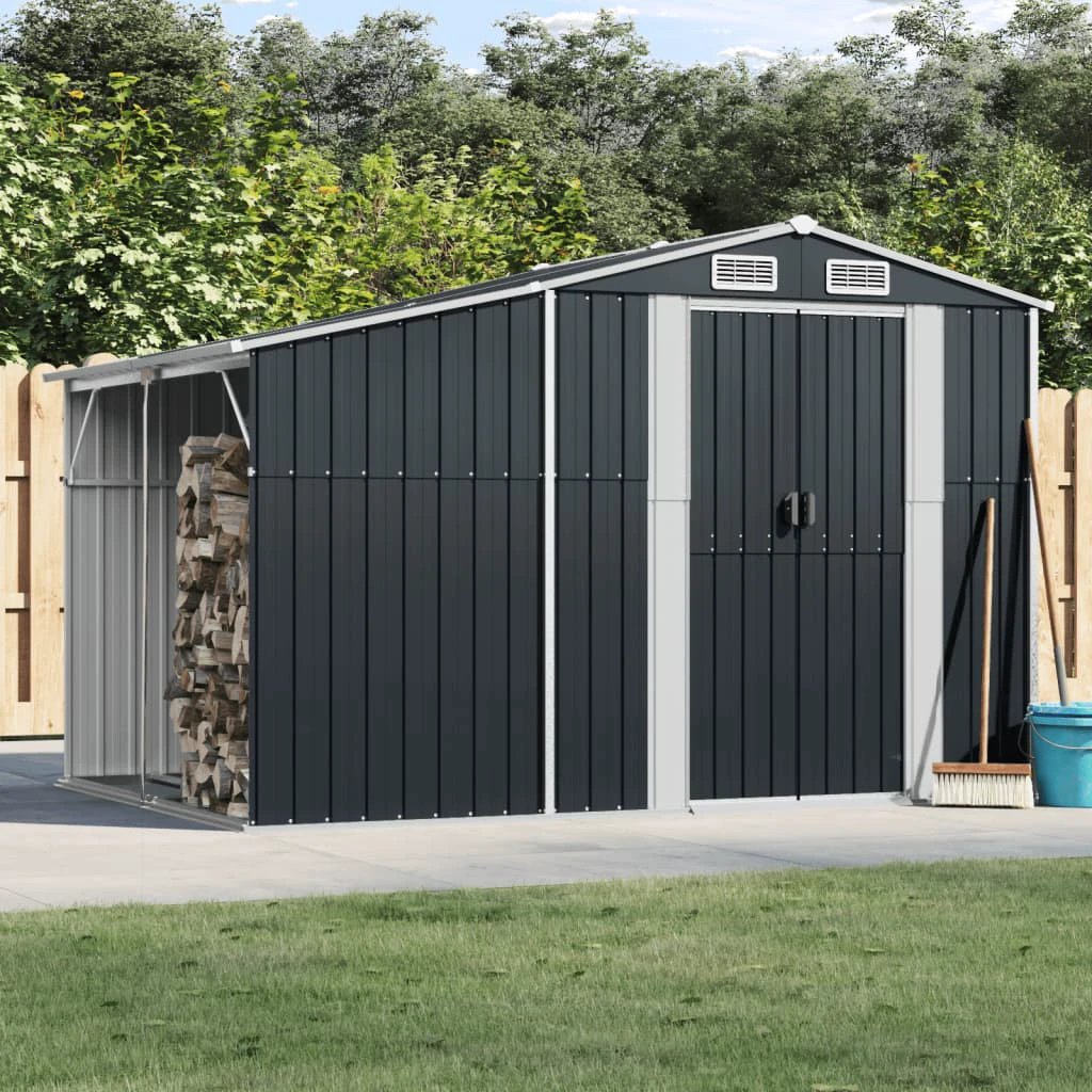 vidaXL vidaXL Garden Shed Green 277x93x179 cm Galvanised Steel - Garden Shed