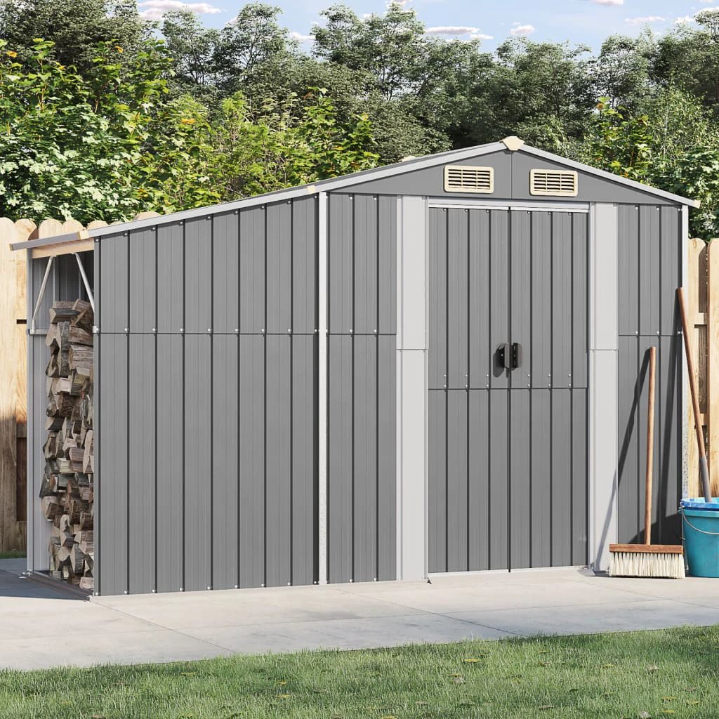 vidaXL vidaXL Garden Shed Green 277x93x179 cm Galvanised Steel - Garden Shed