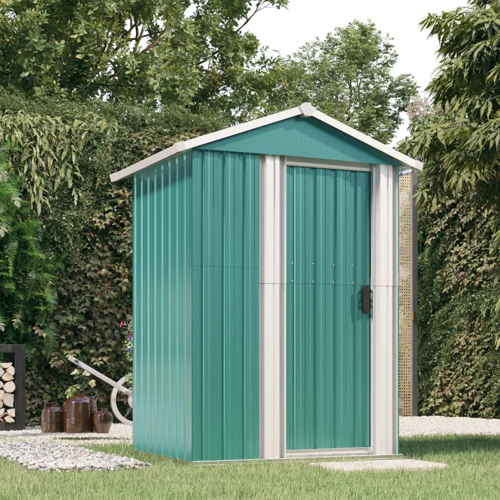 vidaXL Garden Shed Green 126x97.5x177 cm Galvanised Steel by vidaXL