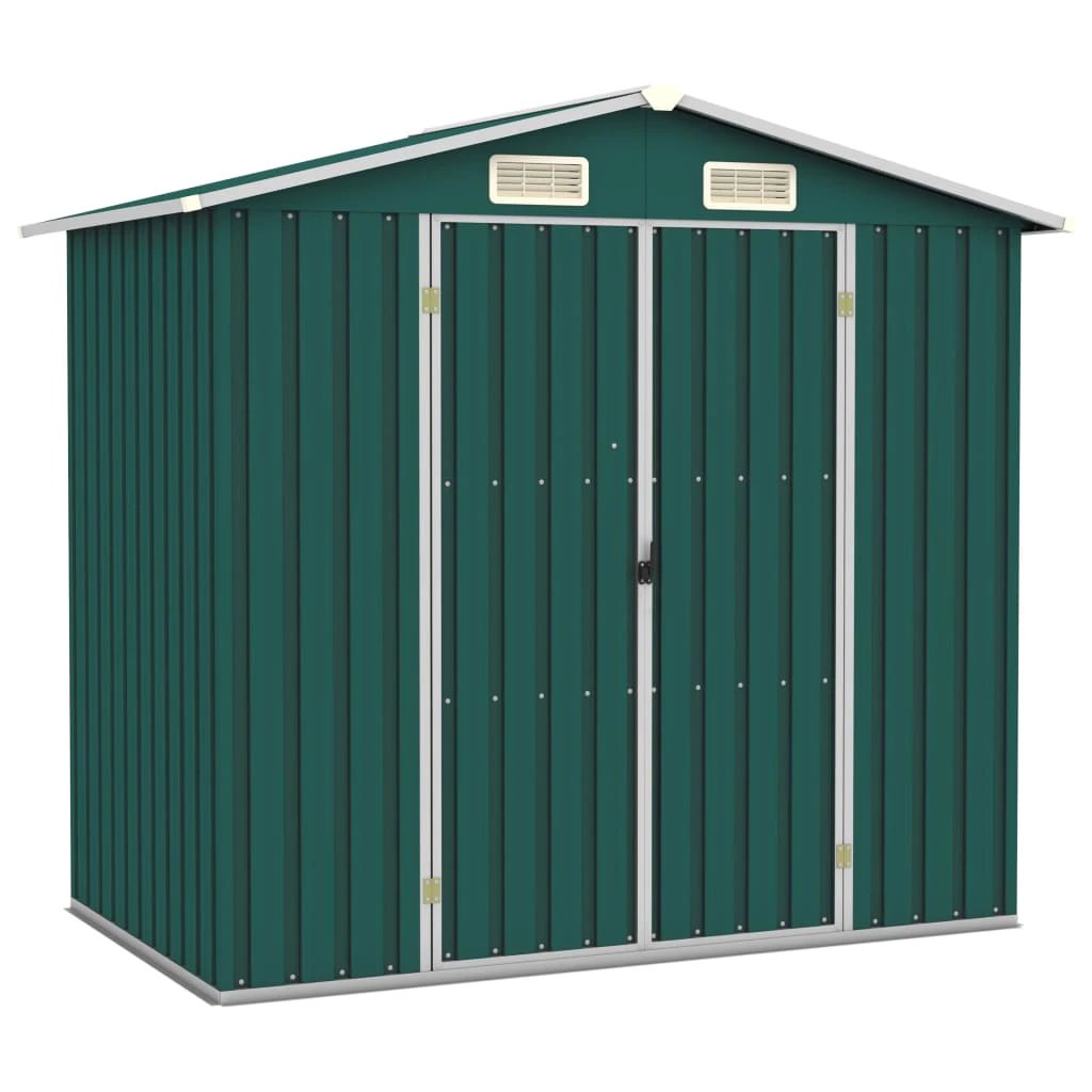 vidaXL Garden Shed Green 205x129x183 cm Galvanised Steel by vidaXL