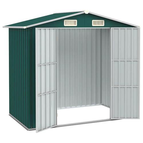 vidaXL Garden Shed Green 205x129x183 cm Galvanised Steel - Garden Shed