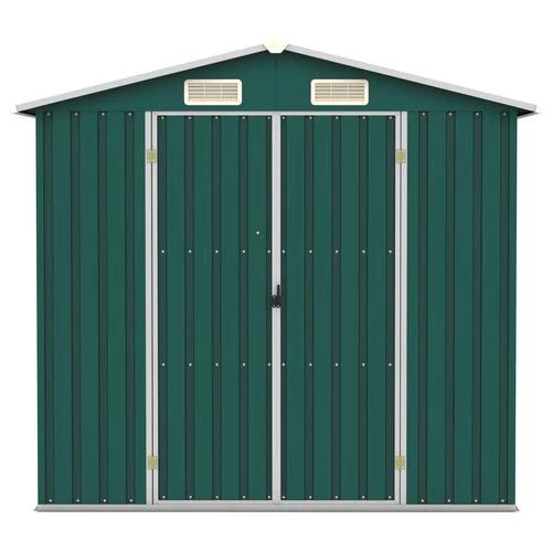 vidaXL Garden Shed Green 205x129x183 cm Galvanised Steel - Garden Shed