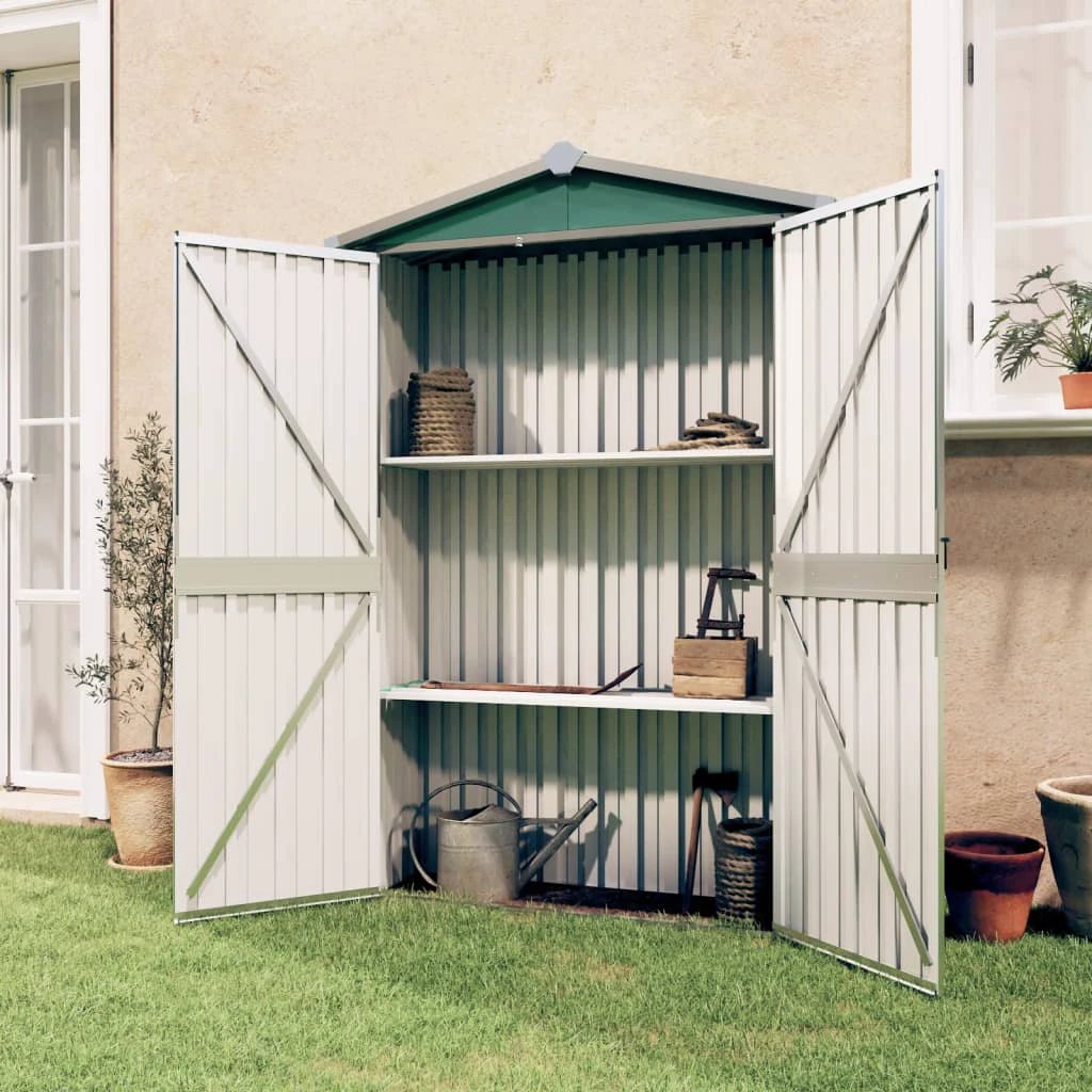 vidaXL Garden Shed Green 116x45x175 cm Galvanised Steel - Garden Shed