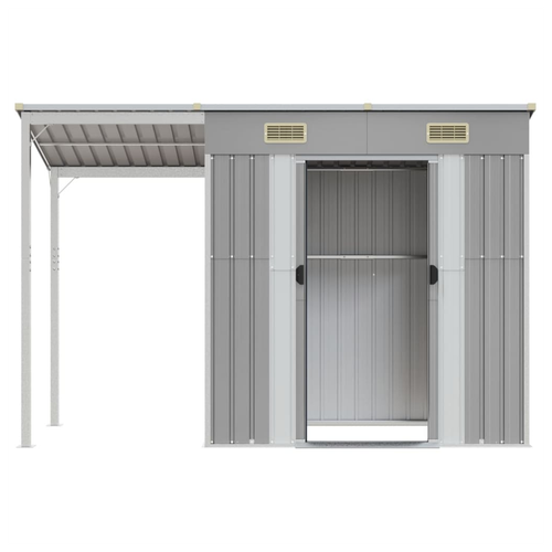 vidaXL Garden Shed with Extended Roof Green 277x110.5x181 cm Steel by vidaXL