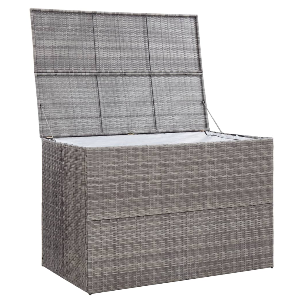 Garden Storage Box Grey vidaXL 150x100x100 cm Poly Rattan by vidaXL