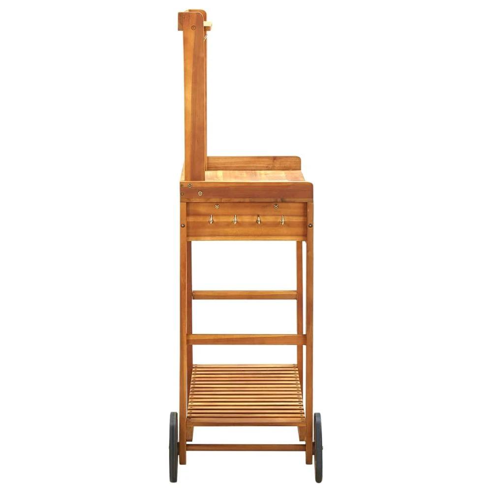 vidaXL Garden Kitchen Trolley vidaXL Solid Acacia Wood 92x43.5x141.5 cm - Uncategorized Garden Storage