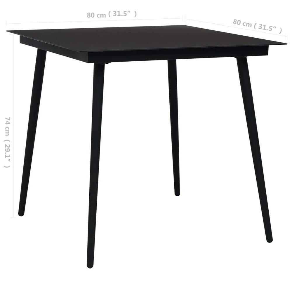 vidaXL Garden Dining Table Black vidaXL 80x80x74 cm Steel and Glass - Uncategorized Garden Table
