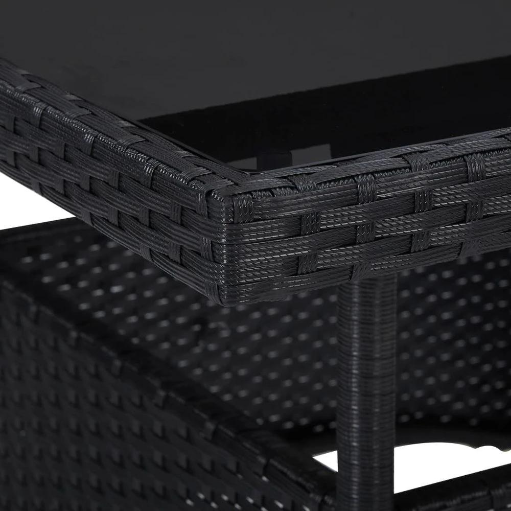 vOutdoor Dining Table Black Poly Rattan and Glass by vidaXL