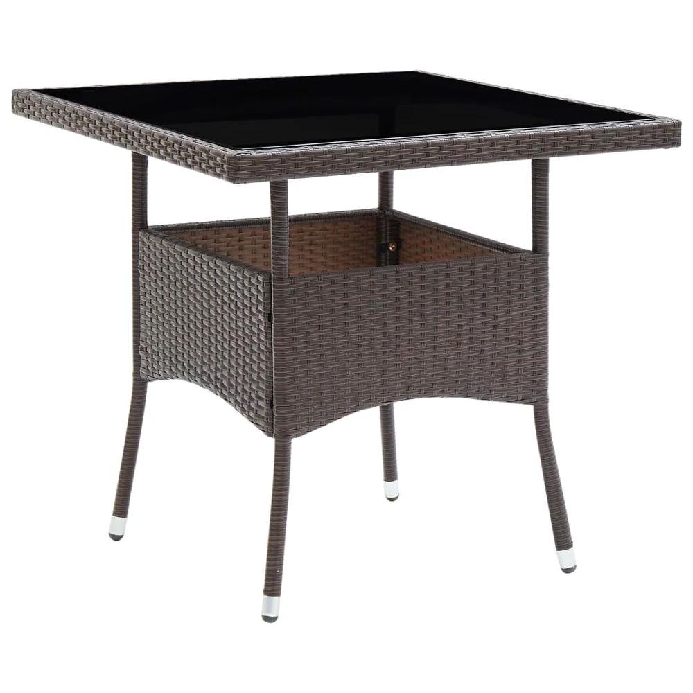 vOutdoor Dining Table Black Poly Rattan and Glass by vidaXL