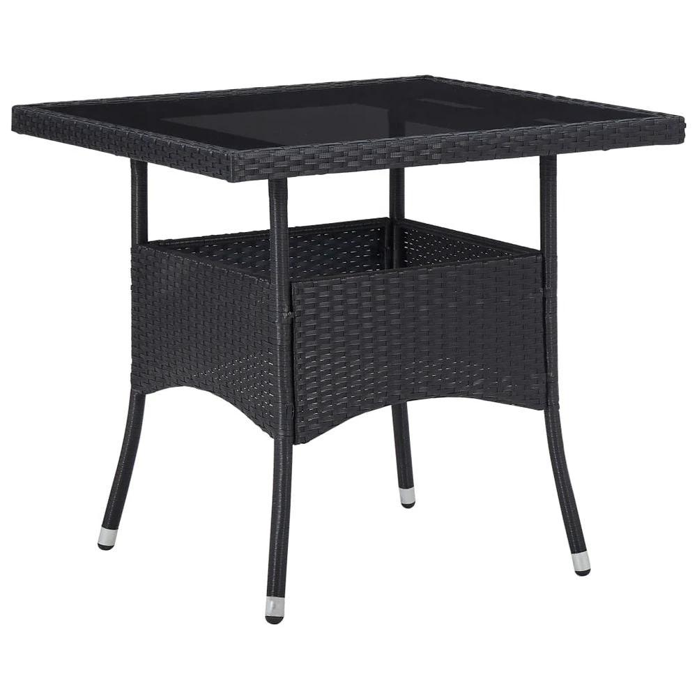 vidaXL vOutdoor Dining Table Black Poly Rattan and Glass - Uncategorized Garden Table