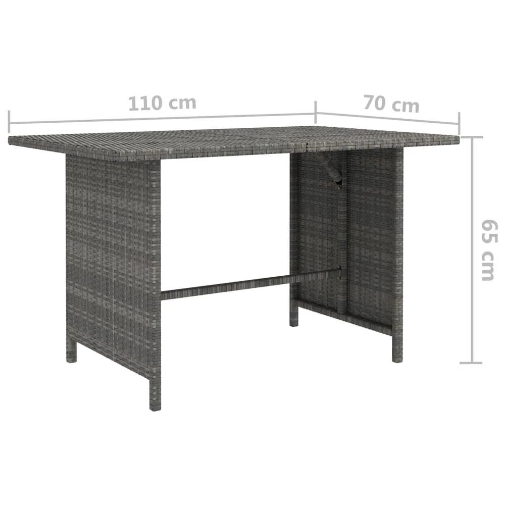 Garden Dining Table Grey vidaXL 110x70x65 cm Poly Rattan by vidaXL