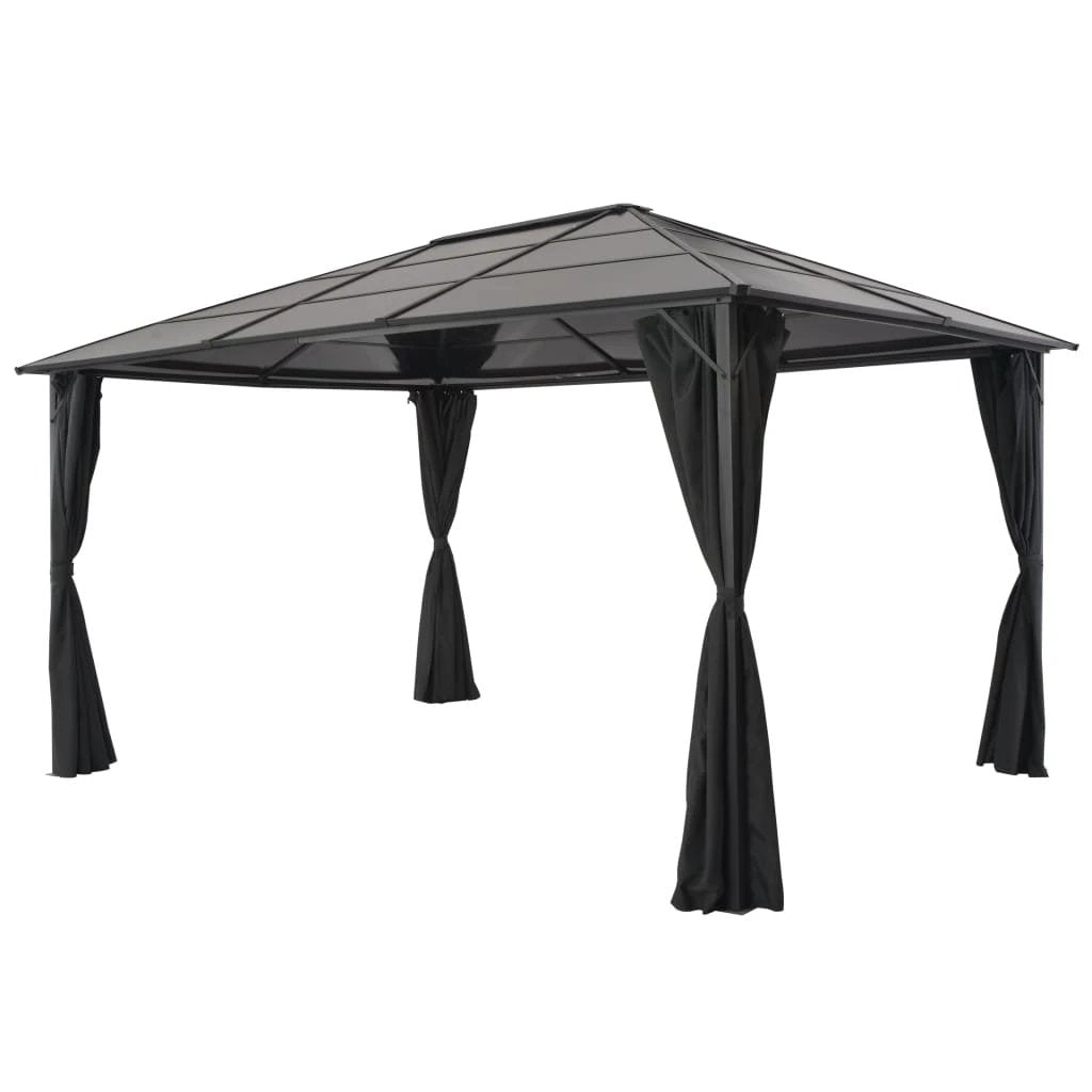 vidaXL Gazebo with Curtain Aluminium 3x3 m Black - Gazebos
