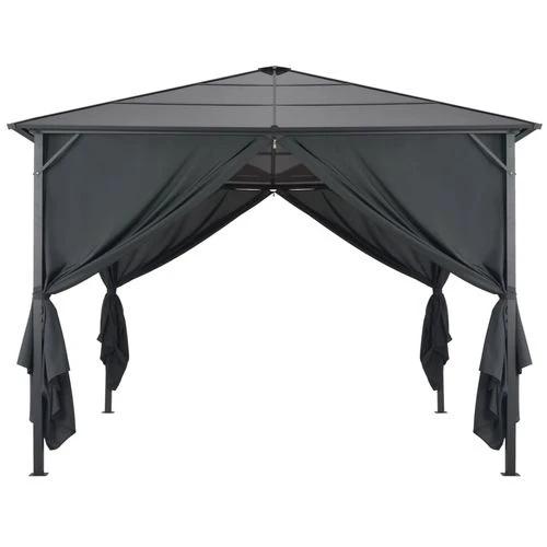 vidaXL Gazebo with Curtain Aluminium 3x3 m Black - Gazebos