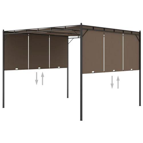 vidaXL vidaXL Garden Gazebo with Side Curtain 3x3x2.25 m Taupe - Gazebos