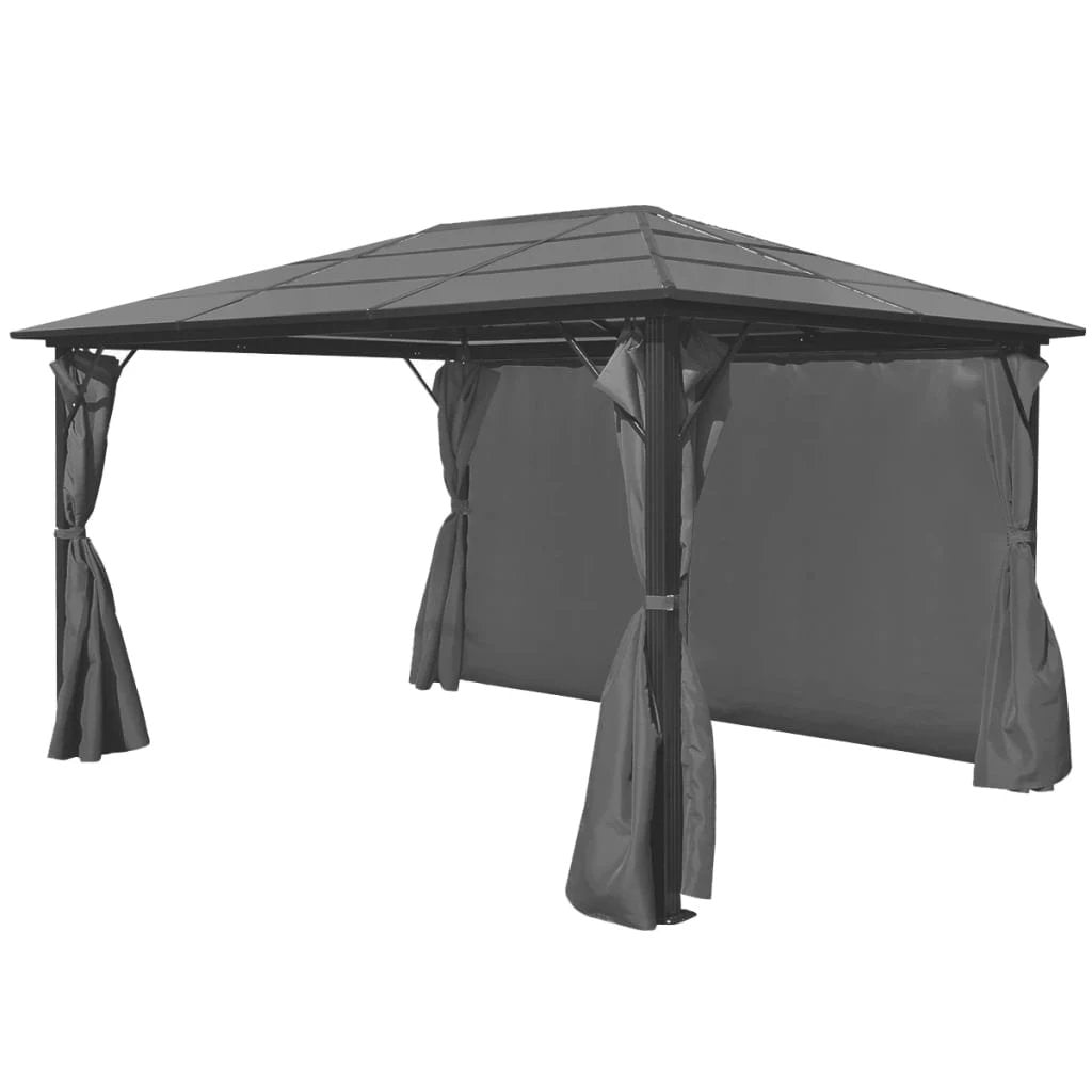 vidaXL Gazebo with Curtain Anthracite Aluminium 300x300 cm - Gazebos