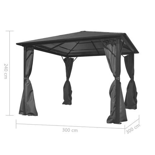 vidaXL Gazebo with Curtain Anthracite Aluminium 300x300 cm by vidaXL