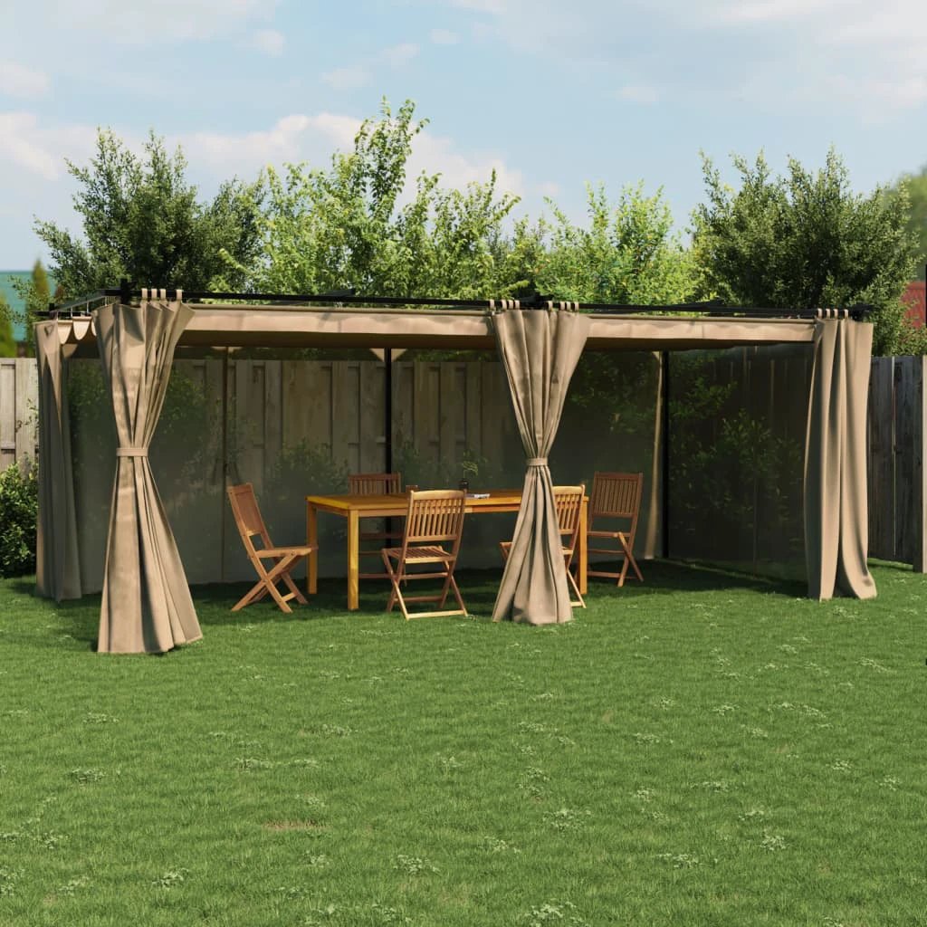 vidaXL vidaXL Gazebo with Curtains Cream 3x3 m Steel - Gazebos