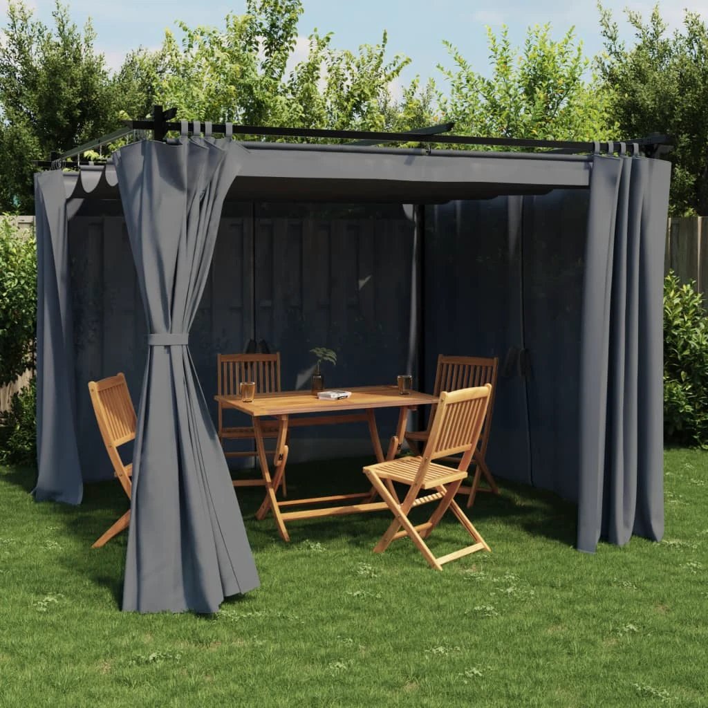 vidaXL Gazebo with Curtains Cream 3x3 m Steel by vidaXL