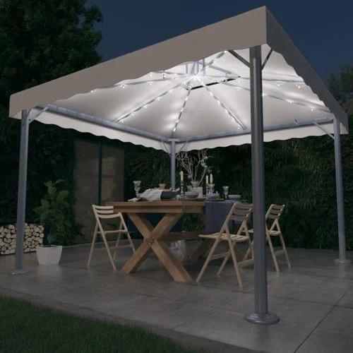 vidaXL Gazebo with LED String Lights 300x300 cm Cream Aluminium by vidaXL