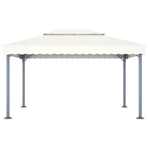 vidaXL vidaXL Gazebo with LED String Lights 400x300 cm Cream Aluminium - Gazebos