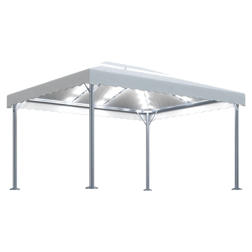 vidaXL Gazebo with LED String Lights 400x300 cm Cream Aluminium by vidaXL