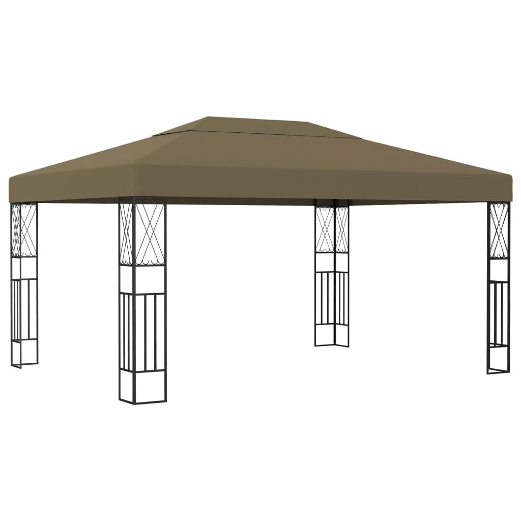 vidaXL Gazebo with LED String Lights 3x3 m Cream Fabric - Gazebos