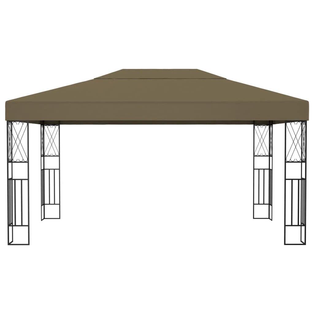 vidaXL Gazebo with LED String Lights 3x3 m Cream Fabric - Gazebos