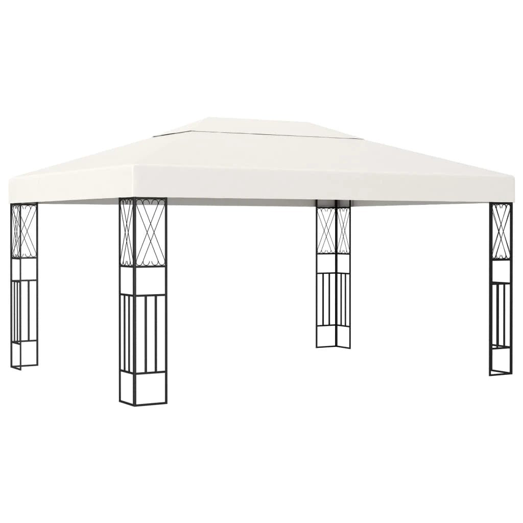 vidaXL Gazebo with LED String Lights 3x3 m Cream Fabric by vidaXL