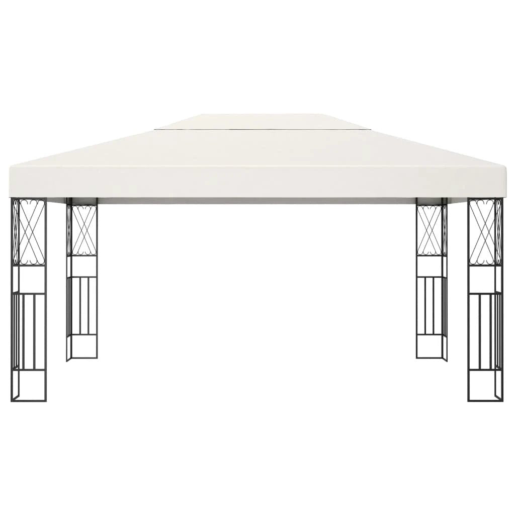 vidaXL Gazebo with LED String Lights 3x3 m Cream Fabric - Gazebos