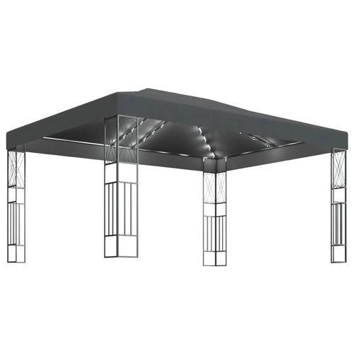 vidaXL Gazebo with LED String Lights 3x3 m Cream Fabric by vidaXL