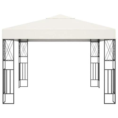 vidaXL Gazebo with LED String Lights 3x3 m Cream Fabric by vidaXL