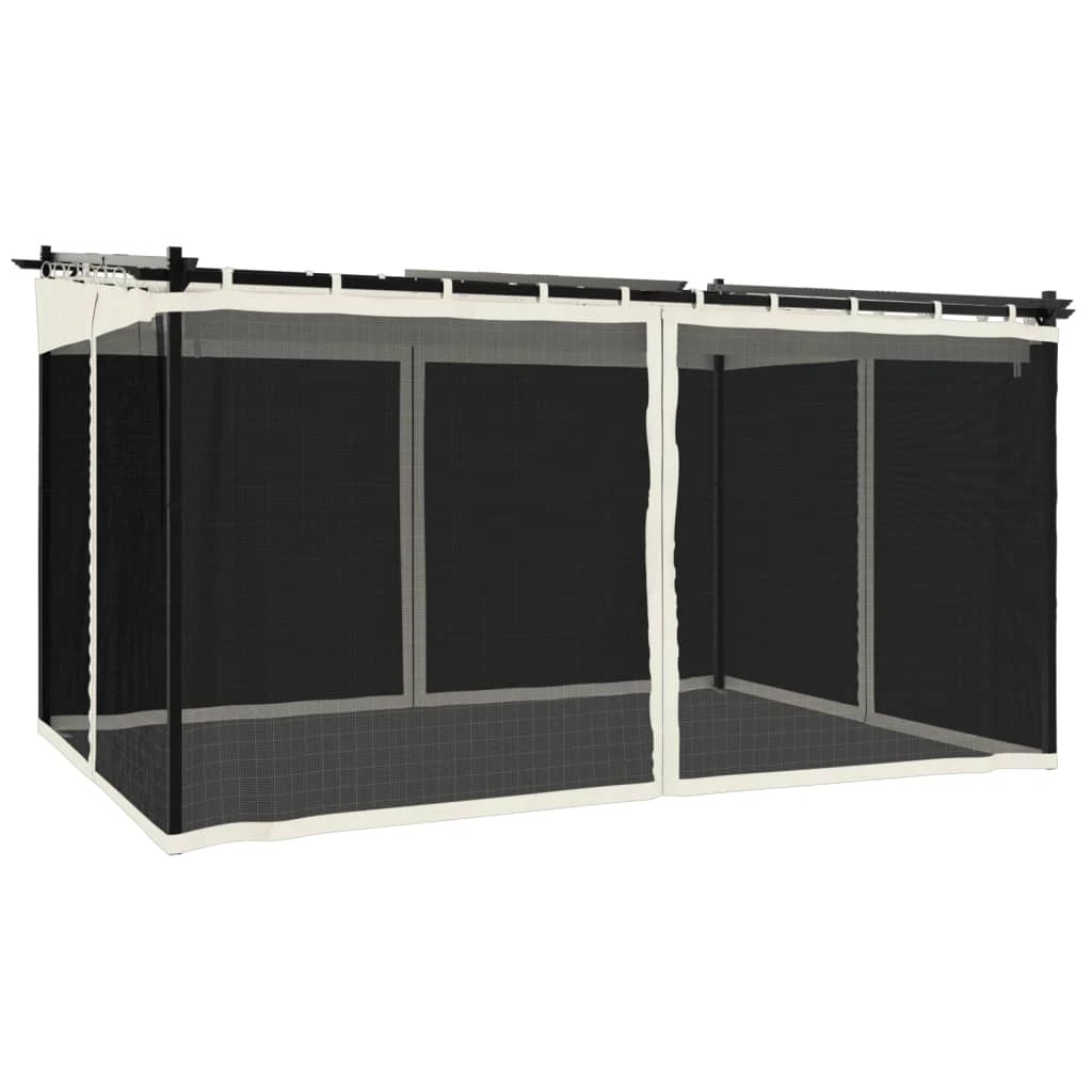 vidaXL Gazebo with Mesh Walls Cream 3x3 m Steel by vidaXL