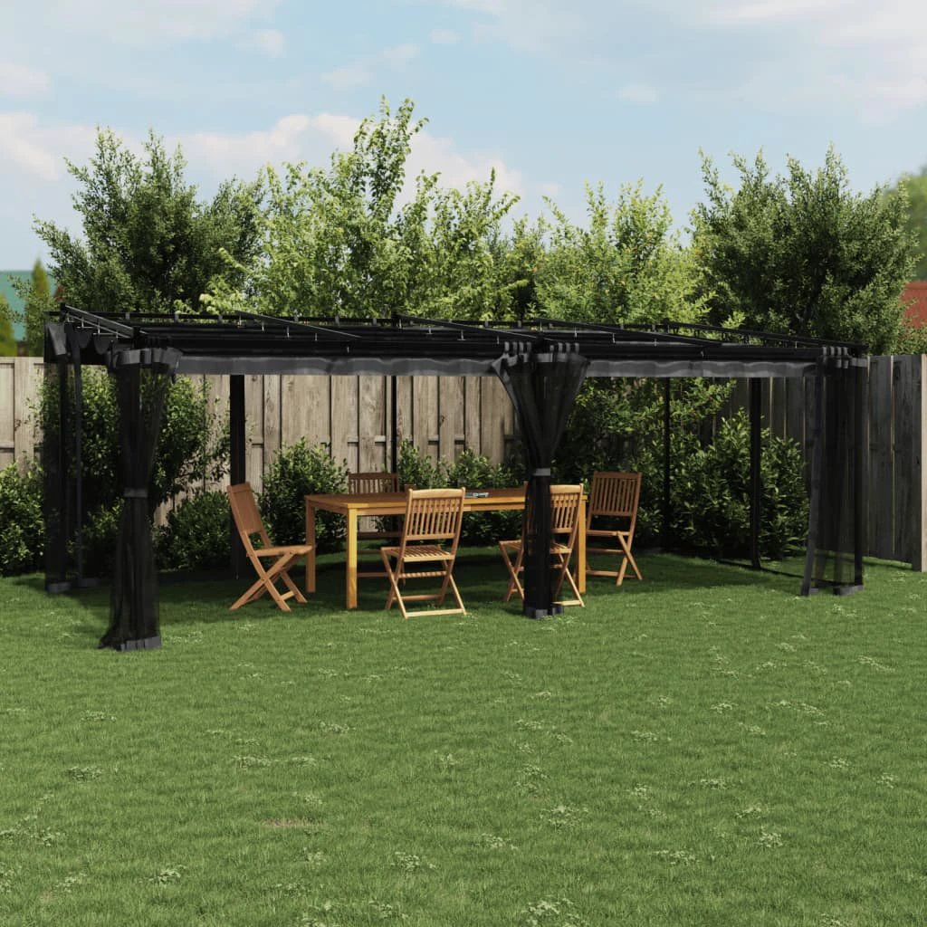 vidaXL Gazebo with Mesh Walls Cream 3x3 m Steel by vidaXL