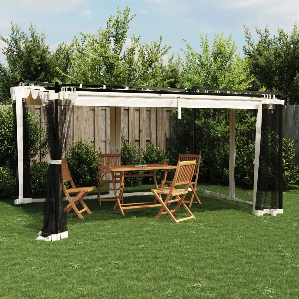 vidaXL Gazebo with Mesh Walls Cream 3x3 m Steel by vidaXL