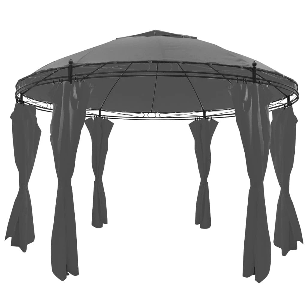 vidaXL Gazebo with Curtains Round 3.5x2.7 m Anthracite by vidaXL