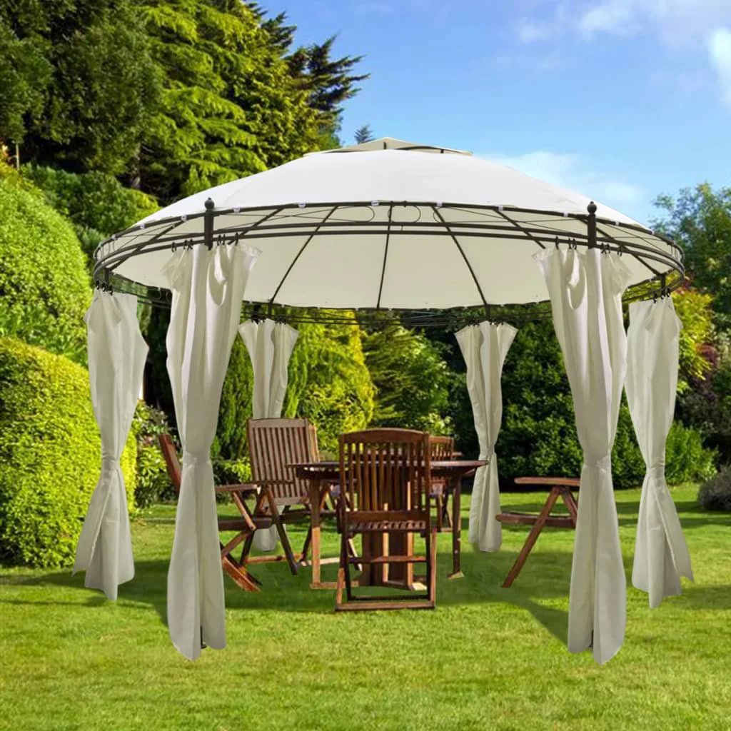 vidaXL Gazebo with Curtains Round 3.5x2.7 m Anthracite by vidaXL