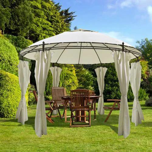 vidaXL Gazebo with Curtains Round 3.5x2.7 m Anthracite by vidaXL