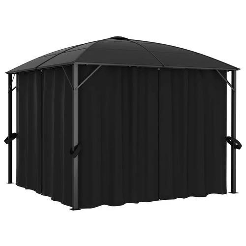 vidaXL Gazebo with Curtains 300x300x265 cm Anthracite - Gazebos