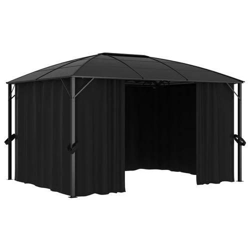 Gazebo with Curtains 400x300x265 cm Anthracite by vidaXL