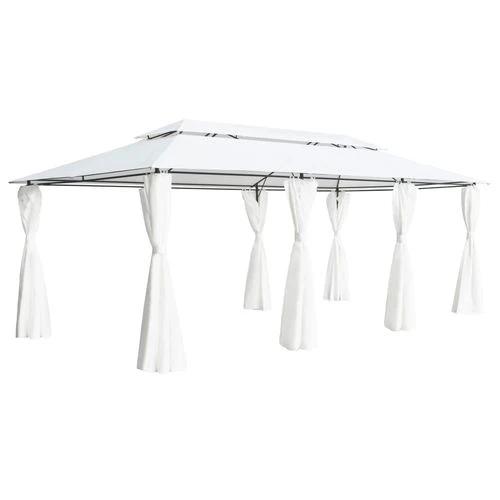vidaXL Gazebo with Curtains 600x298x270 cm White 180g/m² by vidaXL