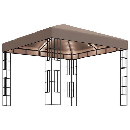 vidaXL Gazebo with LED String Lights 3x3 m Taupe by vidaXL