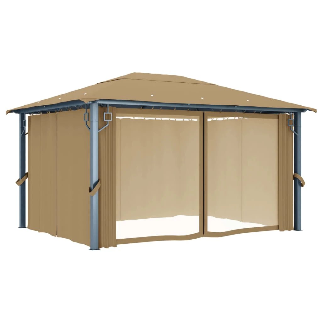 vidaXL Gazebo with Curtain 300x300 cm Cream Aluminium - Gazebos