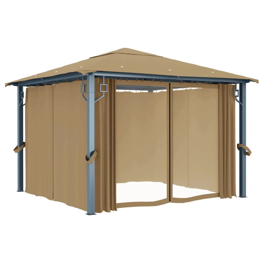 vidaXL Gazebo with Curtain 300x300 cm Cream Aluminium - Gazebos