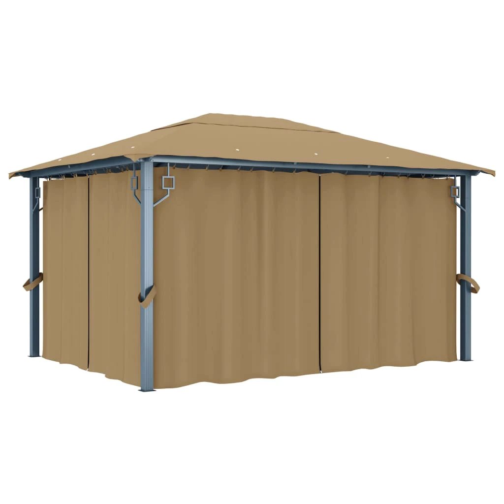 vidaXL Gazebo with Curtain 300x300 cm Cream Aluminium - Gazebos