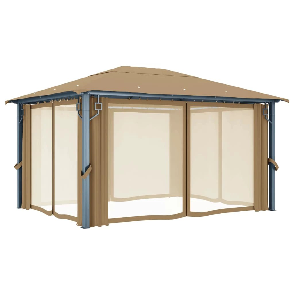 vidaXL Gazebo with Curtain 300x300 cm Cream Aluminium - Gazebos