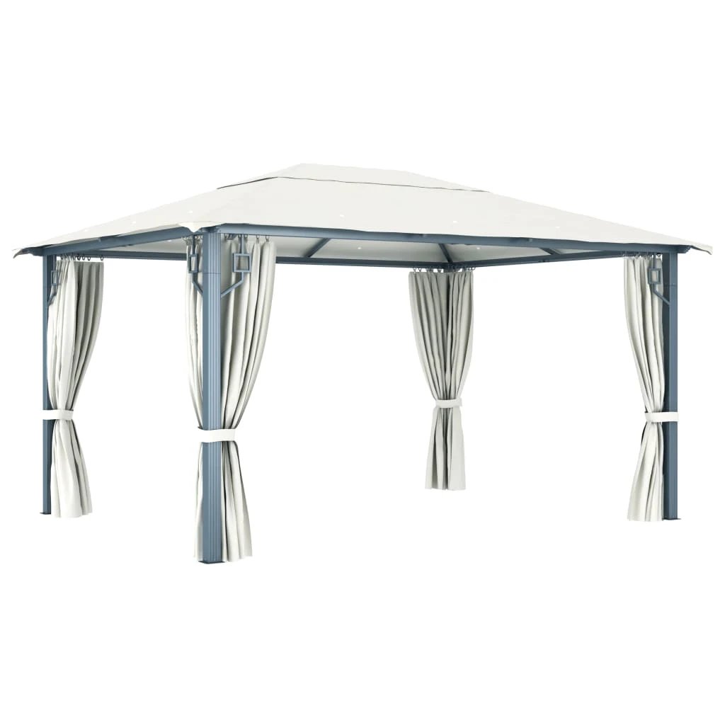 vidaXL Gazebo with Curtain 300x300 cm Cream Aluminium - Gazebos