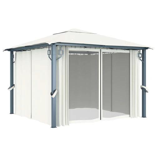 vidaXL Gazebo with Curtain 300x300 cm Cream Aluminium by vidaXL