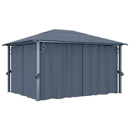 vidaXL Gazebo with Curtain 300x300 cm Cream Aluminium - Gazebos