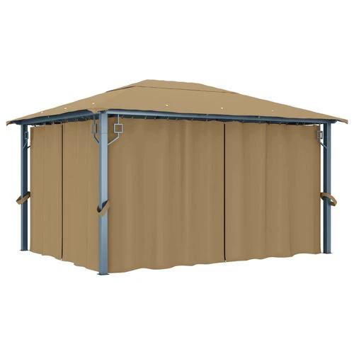 vidaXL Gazebo with Curtain 300x300 cm Cream Aluminium - Gazebos